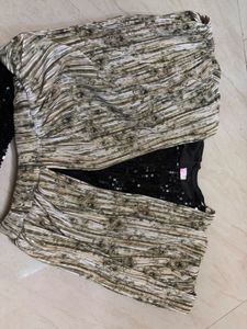 Girls Black Sequin Party Wear Dress with Golden Sh