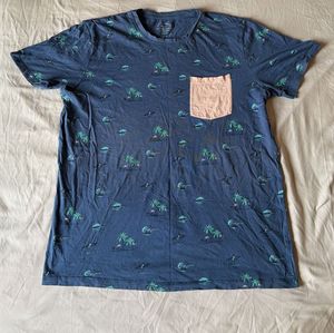Men's Blue Tropical Print T-Shirt