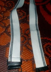 White Webbing Belt with Black Stripes