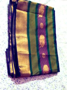 Elegant Silk Saree with Green Border