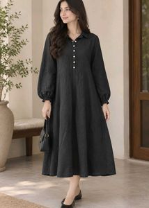 Elegant Black Collared Midi Dress