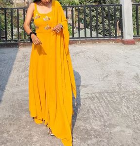 Elegant Yellow Embellished Gown