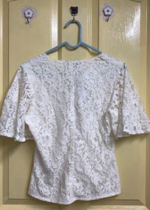 Elegant Lace V-Neck Flutter Sleeve Top