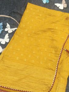 Mustard/Orangish Ethnic Saree with Golden Booti