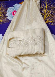 Elegant Cream Kurta Set with Embroidery- no dupatt