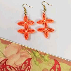 Handmade Orange Quilling Earrings