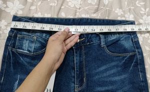 SKEN&amp;J Distressed Hem Jeans