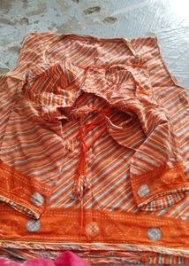 Orange Striped Lehenga Choli Set