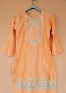 Peach Embroidered Kurta Set