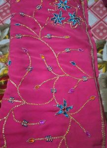 Embroidered Pink Saree with Sequins