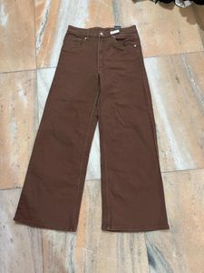 H&M High-Waisted Straight-leg Brown Jeans