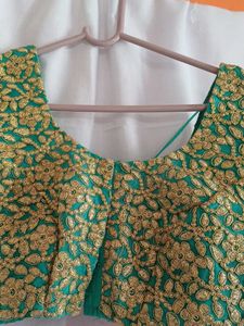 Embroidered Green Silk Blouse