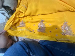 Elegant Yellow Embroidered Saree