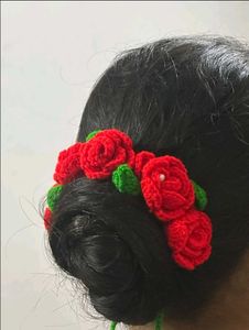 Handmade Crochet Rose gajra