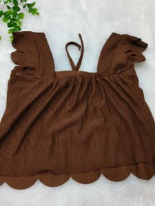 Trendy Ruffled Square Neck Crop Top