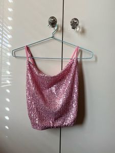 Sparkly Pink Sequin Crop Top