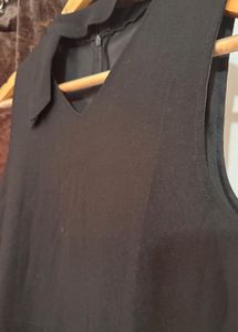 Classic Black Sleeveless Dress with Belt