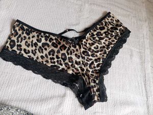 Leopard Print Lace Trim Panties