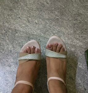 Sparkly Pink Platform Wedge Sandals