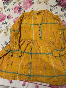 Yellow Printed Kurta