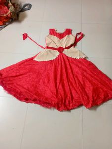 Red & Cream long frock