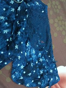 Blue floral print tiered dress