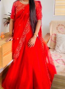 Rust  Embroidered  sequince Lehenga Set