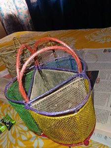 Colorful Woven Heart-Shaped Organizer Basket