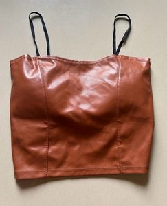 Leather One Strip Crop Top