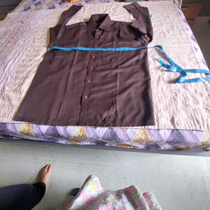 Men's Brown Striped Dress Shirt