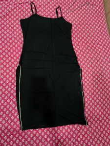 combo of Black Spaghetti Strap and pink kurti