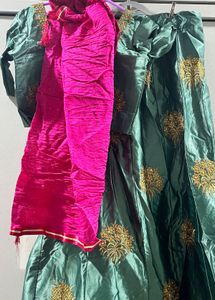 Emerald Green Embroidered Lehenga Choli Set