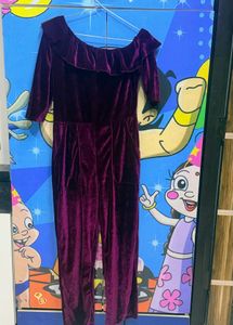 Velvet Off-Shoulder Jumpsuit