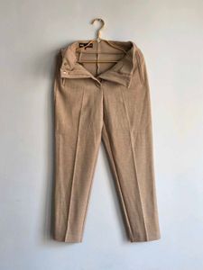 Tan High-Waisted Trousers Zara