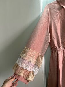 Pink Lace Sleeve Dress