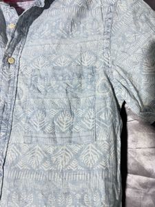 H&amp;M Men's Blue Patterned Short Sleeve Shirt