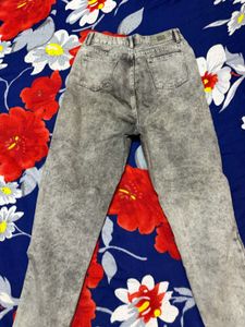 Grey Graffiti Print Jeans