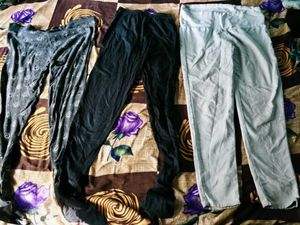 Womens Printed &amp; Solid Leggings 3 Pack