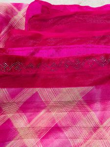 Beautiful Pink Saree With Stones 🩷
