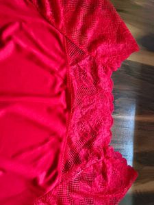 Bright Red Lace Trim Off-Shoulder Top