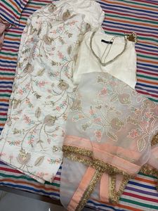 Elegant White Embroidered Patiala Set