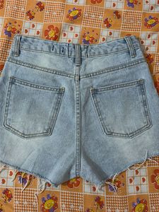 Light Wash Ripped Denim Shorts