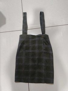 checked skirt with belt