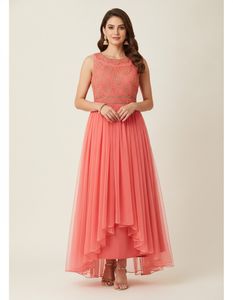 Elegant Pink Embroidered Gown