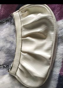 Cream Croc Embossed Shoulder Bag