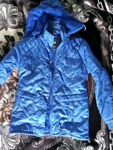 Blue Winter Jacket with Hood