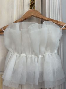 White Ruffle Tube Top
