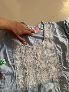 Elegant Blue Embroidered Kurta Set
