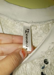 White Fur Glittering Top