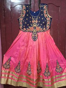 🌟 Royal Blue &amp; Pink Embroidered Anarkali Gown 🌟